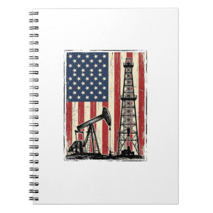 Vintage-Ölfeld-Amerikanische-Flagge-Vektor-Shirt-D Notizblock