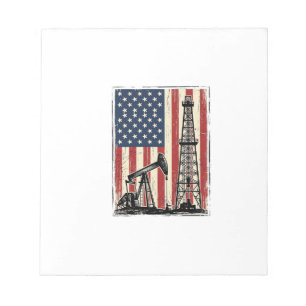 Vintage-Ölfeld-Amerikanische-Flagge-Vektor-Shirt-D Notizblock