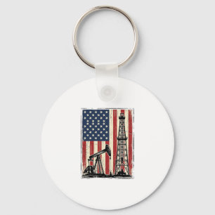 Vintage-Ölfeld-Amerikanische-Flagge-Vektor-Shirt-D Schlüsselanhänger