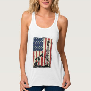 Vintage-Ölfeld-Amerikanische-Flagge-Vektor-Shirt-D Tank Top