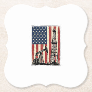 Vintage-Ölfeld-Amerikanische-Flagge-Vektor-Shirt-D Untersetzer
