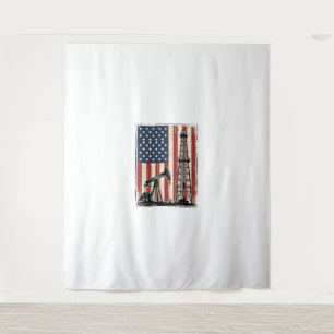 Vintage-Ölfeld-Amerikanische-Flagge-Vektor-Shirt-D Wandteppich
