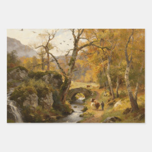 Vintage-Ölgemälde Ländlicher Herbst Geschenkpapier Set
