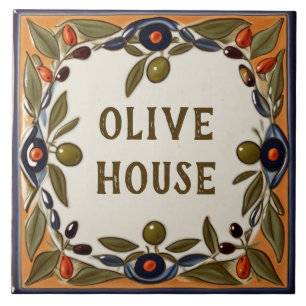 Vintage-Oliv-Namensschild Namensschild Schild Fliese