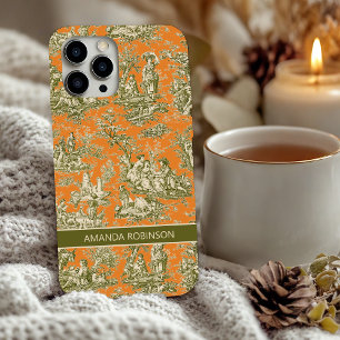 Vintage-Oliv-Orange-Französisches-Toile-Blumenmust iPhone 16 Hülle