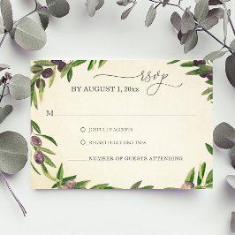 Vintage Olive Branch Griechische Hochzeit RSVP Karte