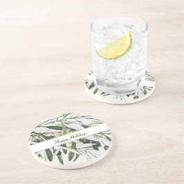 Vintage Olive Branch Happy Holidays Getränkeuntersetzer