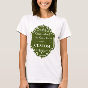 Vintage Oliven Grün Label T-Shirt