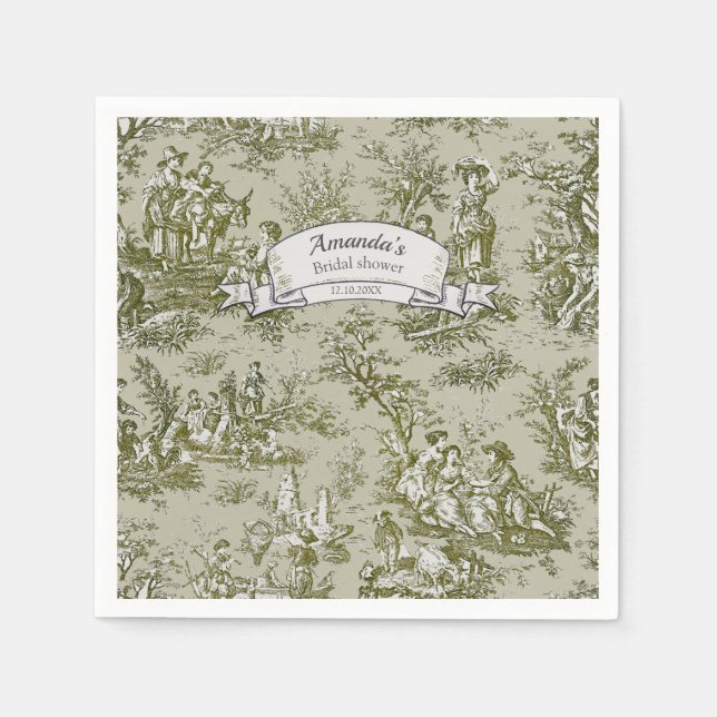Vintage Oliven-Grüntoile-Dusche Serviette (Vorderseite)
