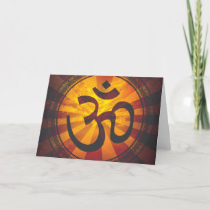 Vintage Om-Symbol-Print Karte