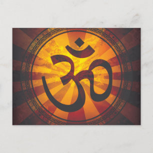 Vintage Om-Symbol-Print Postkarte