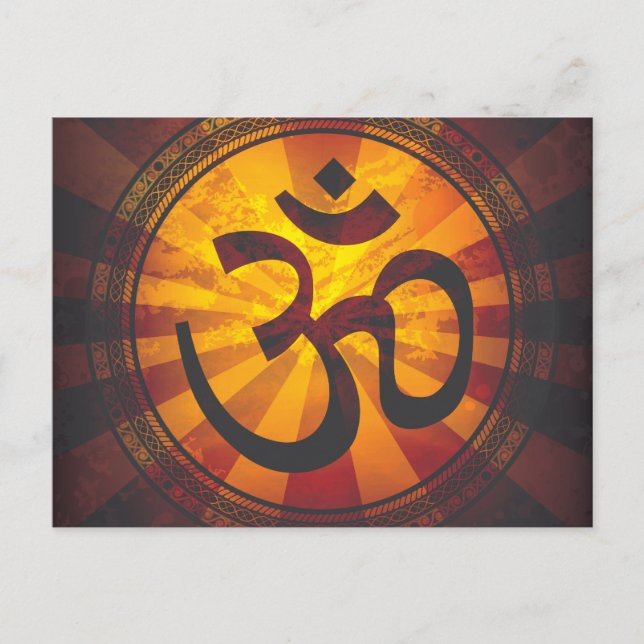 Vintage Om-Symbol-Print Postkarte (Vorderseite)