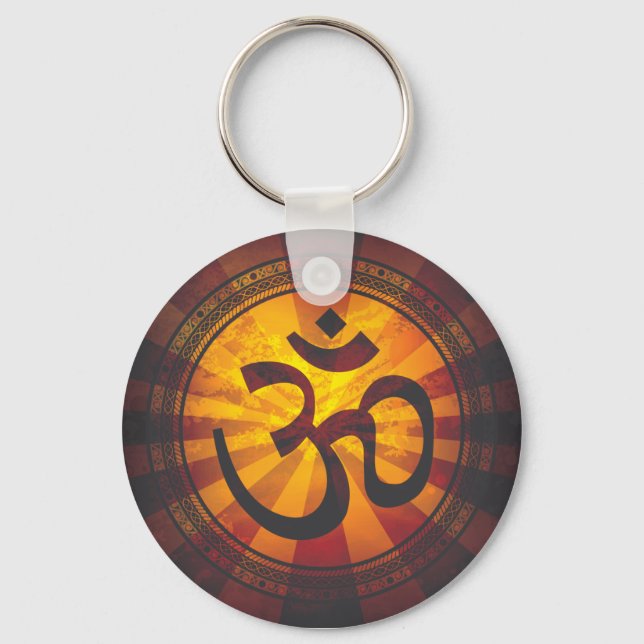 Vintage Om-Symbol-Print Schlüsselanhänger (Vorderseite)