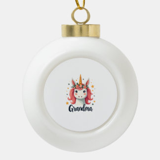 Vintage-Oma-Einhorn-Blumenkrone-Cute-Magisches  Keramik Kugel-Ornament