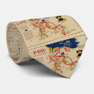 Vintage Omaha Beach D-Day Invasion Karte (1945) Krawatte