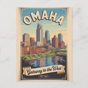 Vintage Omaha Nebraska Retro-Reise Feiertagspostkarte