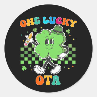 Vintage One Lucky Ota St Patrick Day School Istant Runder Aufkleber