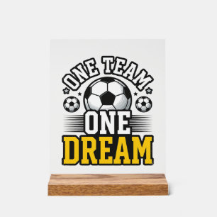 Vintage One Team One Dream Fußball-Shirt-Design_1 Acrylschild