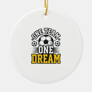 Vintage One Team One Dream Fußball-Shirt-Design_1 Keramik Ornament