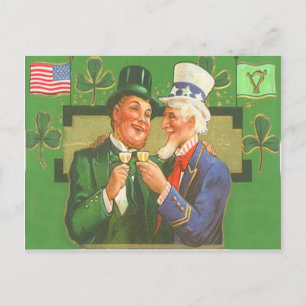 Vintage Onkel Sam Leprechaun St Patrick's Day Card Postkarte