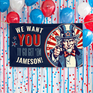 Vintage-Onkel-Sam-Militär-Abschiedsparty-Banner Banner