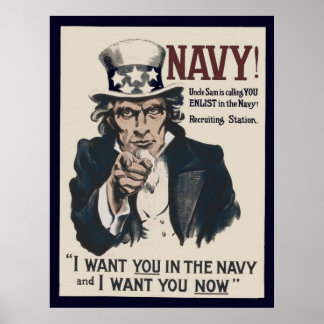 Vintage-Onkel-Sam-Navy-WW1-Werbeplakat Poster