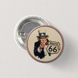 Vintage-Onkel-Sam-Route-66-patriotisches-Americana Button
