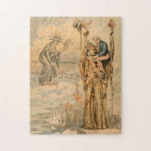 Vintage-Onkel-Sam-Statue Liberty Republic Antiquit Puzzle