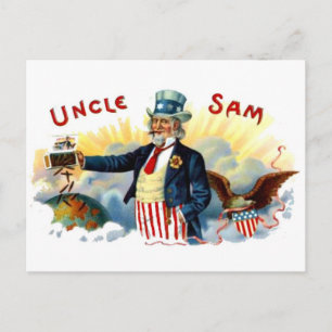 Vintage Onkel Sam Zigarrenkiste Etikett 4. Juli Postkarte