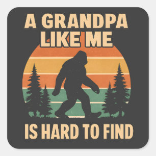 Vintage Opa Bigfoot Retro Sasquatch Lustig Quadratischer Aufkleber