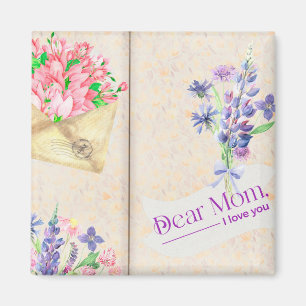Vintage Open Book Style Kunst mit floraler Mama Magnet