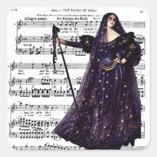 Vintage-Oper-Gotik-Königin-der-Nacht-Kunst Quadratischer Aufkleber