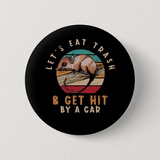 Vintage-Opossum-Müll-Witz Button (Vorderseite)