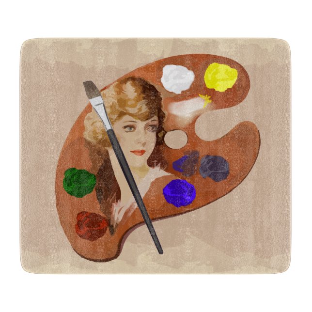 Vintage Optik-Künstlerpalette Schneidebrett (Vorderseite)