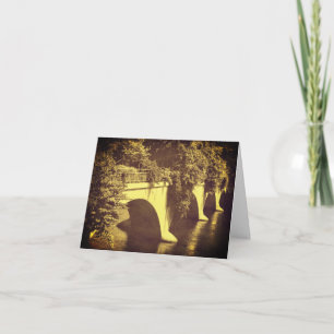 Vintage-Optik-Sepia-Brücke der Blumen Notizkarte Dankeskarte