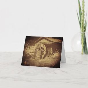 Vintage-Optik-Sepia-Wasserrad-Enten-Teich-Notizkar Dankeskarte