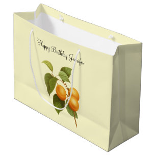 Vintage Orange Apricot Wasserfarbe Zeichnend Gebur Große Geschenktüte