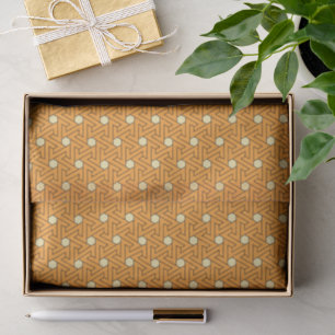 Vintage Orange Beige Triskelion ägyptisches Muster Seidenpapier