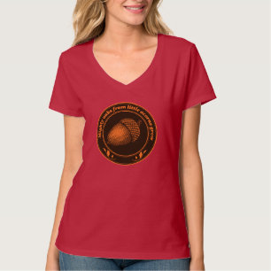 Vintage Orange Black Proverb Oak Acorn Blätter T-Shirt