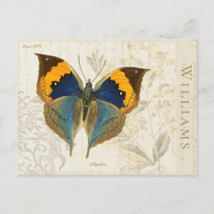 Vintage Orange Blaue Schmetterling Botanische Post Postkarte