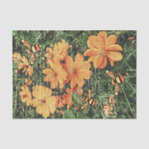 Vintage Orange Blume und Honey Bee Decoupage Seidenpapier