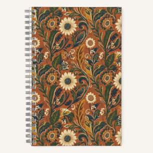 Vintage Orange Blumenmuster Tagebuch – Retro-Blume