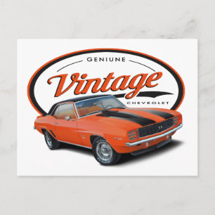 Vintage Orange Camaro Postkarte