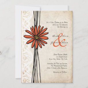 Vintage Orange Daisy Hochzeit Einladung
