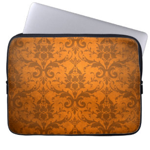 Vintage orange Damast-Tapete Laptopschutzhülle