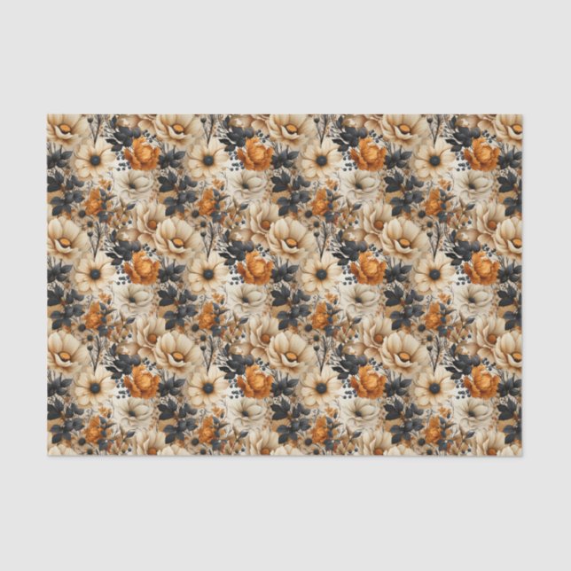 Vintage Orange Fall Blume Seidenpapier (Vorderseite)