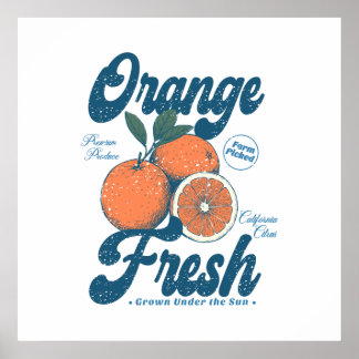 Vintage Orange Frische Kalifornische Zitrusküche Poster