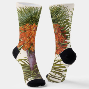 Vintage Orange Fritillaria Blumen Basilius Besler Socken