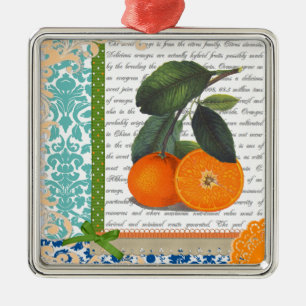 Vintage orange Fruchtverzierung Floridas Silbernes Ornament