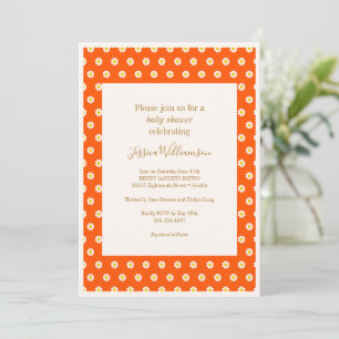 Vintage Orange Gänseblümchen Blumen Süße Babyparty Einladung